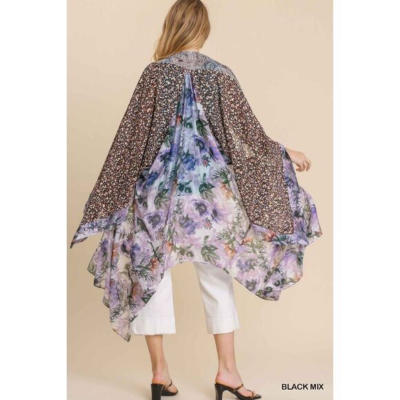 Umgee NWT Lavender Boho Ditsy Floral Kimono Boutique Gypsy Kimono Duster S M L - Picture 4 of 7